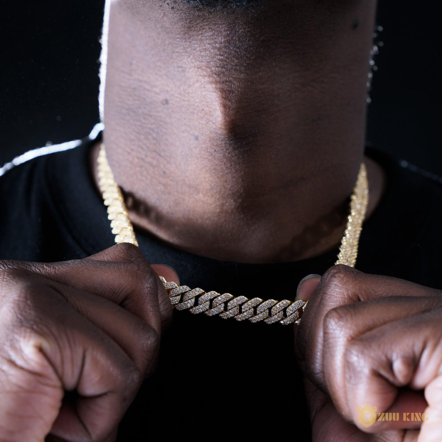 10mm 2-row Iced Cuban Chain In 18k Gold Plated ZUU KING