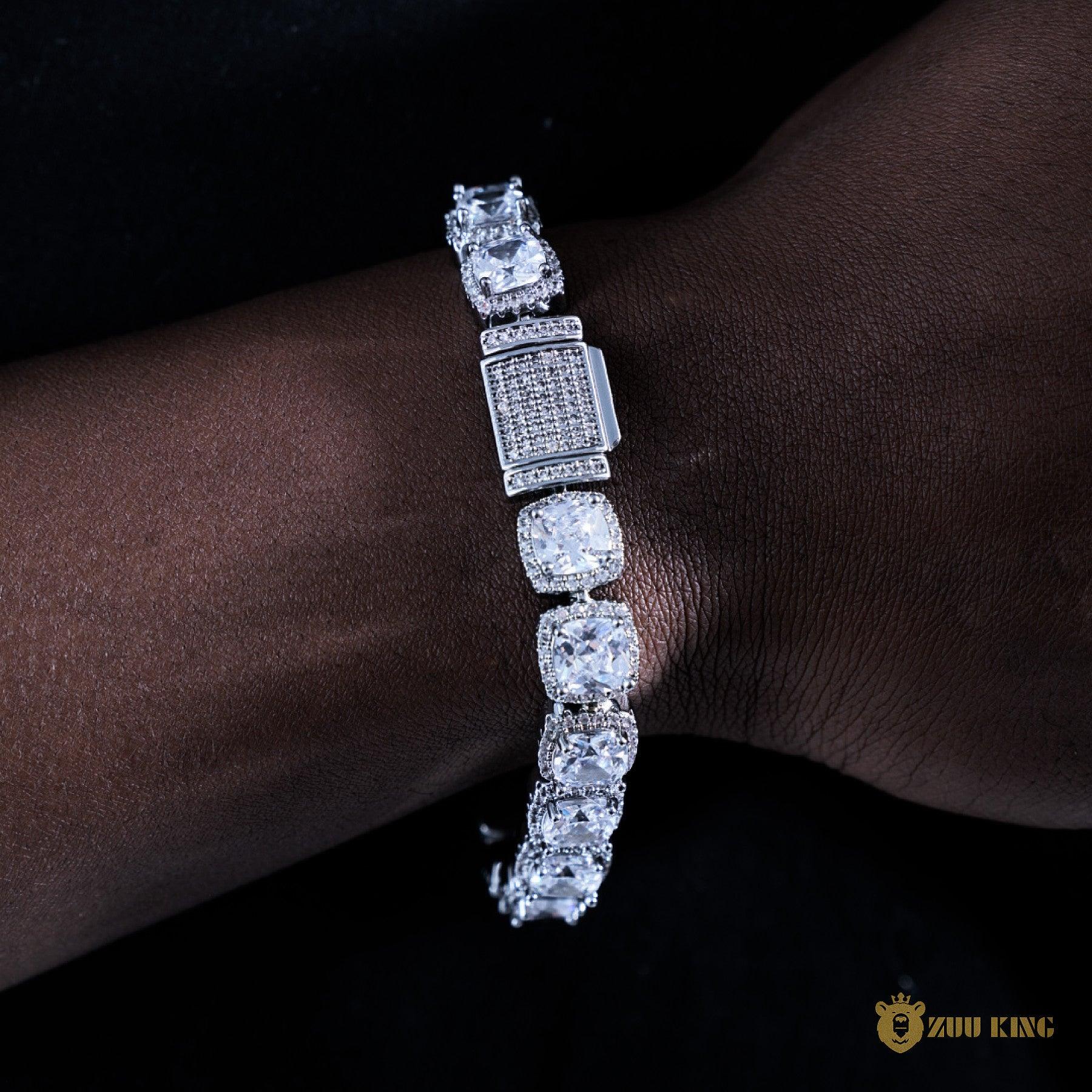 10mm Clustered Tennis Bracelet In 18k White Gold Plated ZUU KING