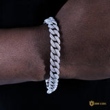 10mm Iced Prong Cuban Bracelet In 18k White Gold Plated ZUU KING