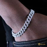 10mm Iced Prong Cuban Bracelet In 18k White Gold Plated ZUU KING