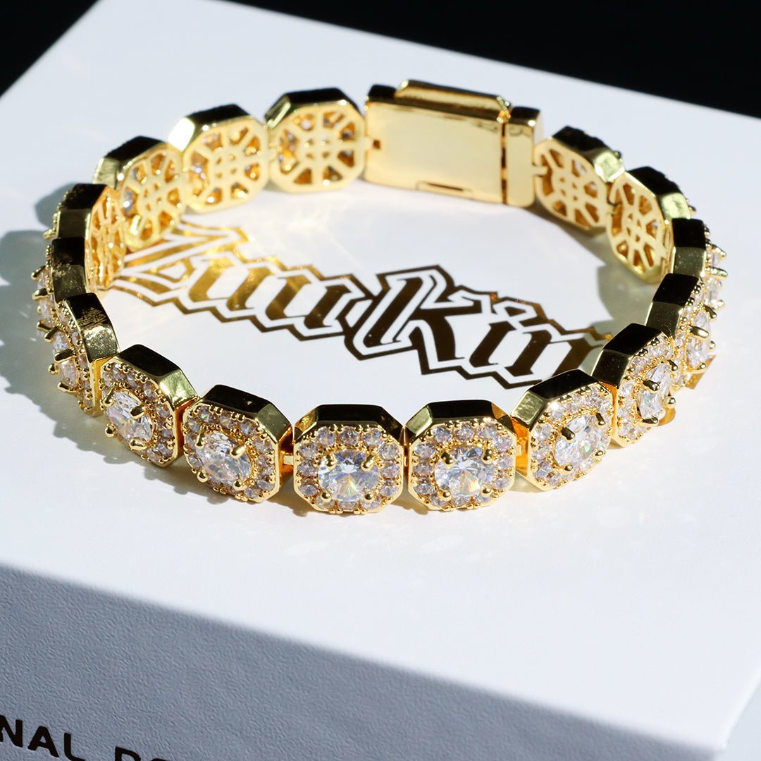 10mm Round Diamond Tennis Bracelet In 18k Gold Plated ZUU KING