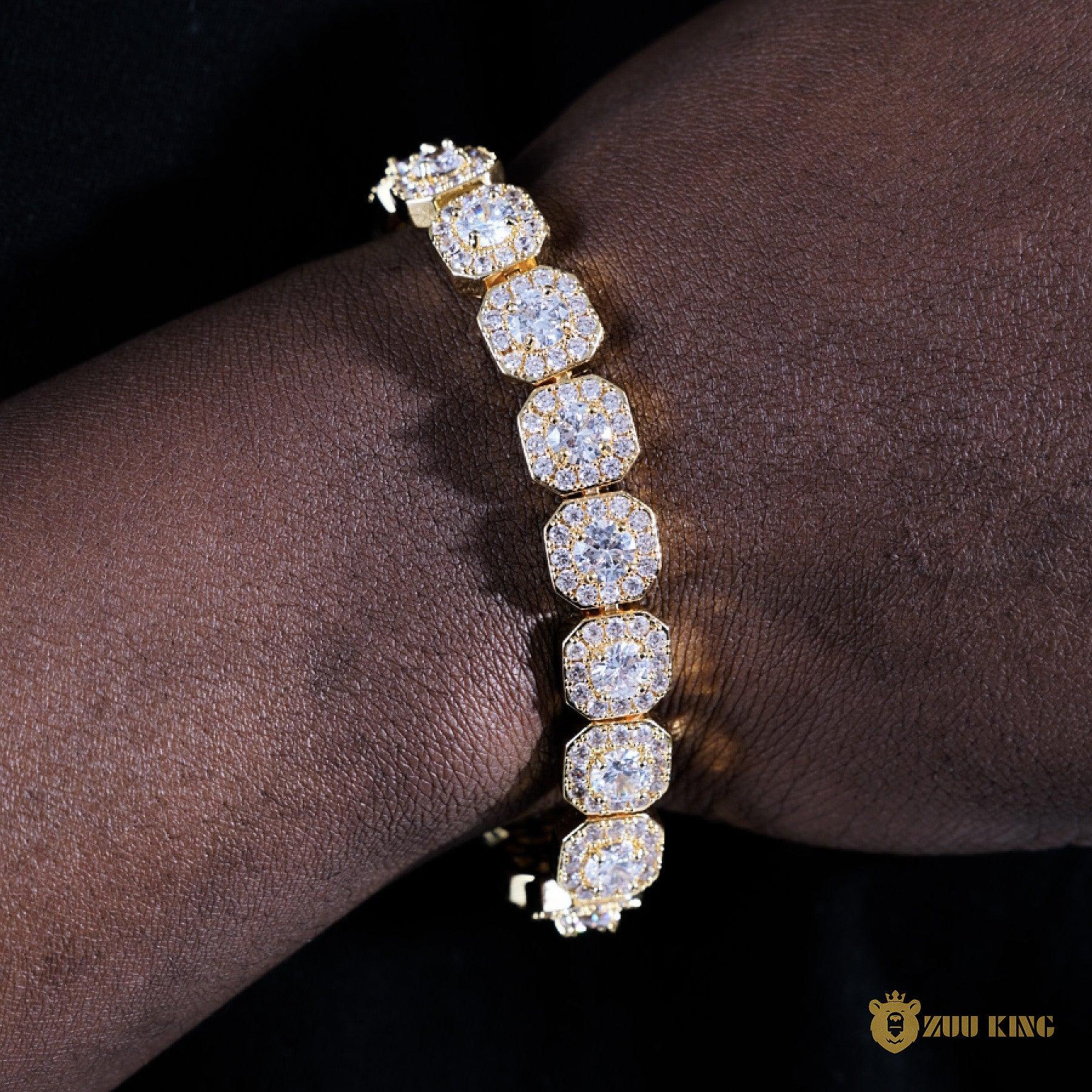 10mm Round Diamond Tennis Bracelet In 18k Gold Plated ZUU KING
