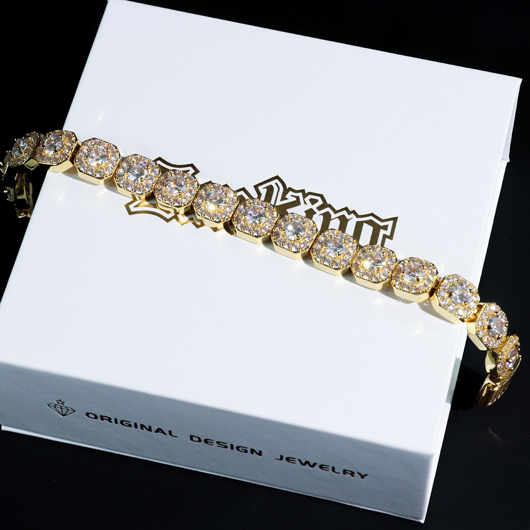 10mm Round Diamond Tennis Bracelet In 18k Gold Plated ZUU KING