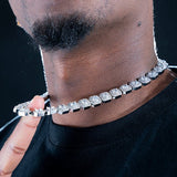 10mm Round Diamond Tennis Chain In 18k White Gold Plated ZUU KING