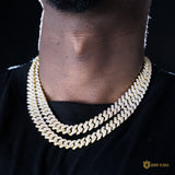 12mm 2-row  Butterfly Button Cuban Chain In 18k Gold Plated ZUU KING