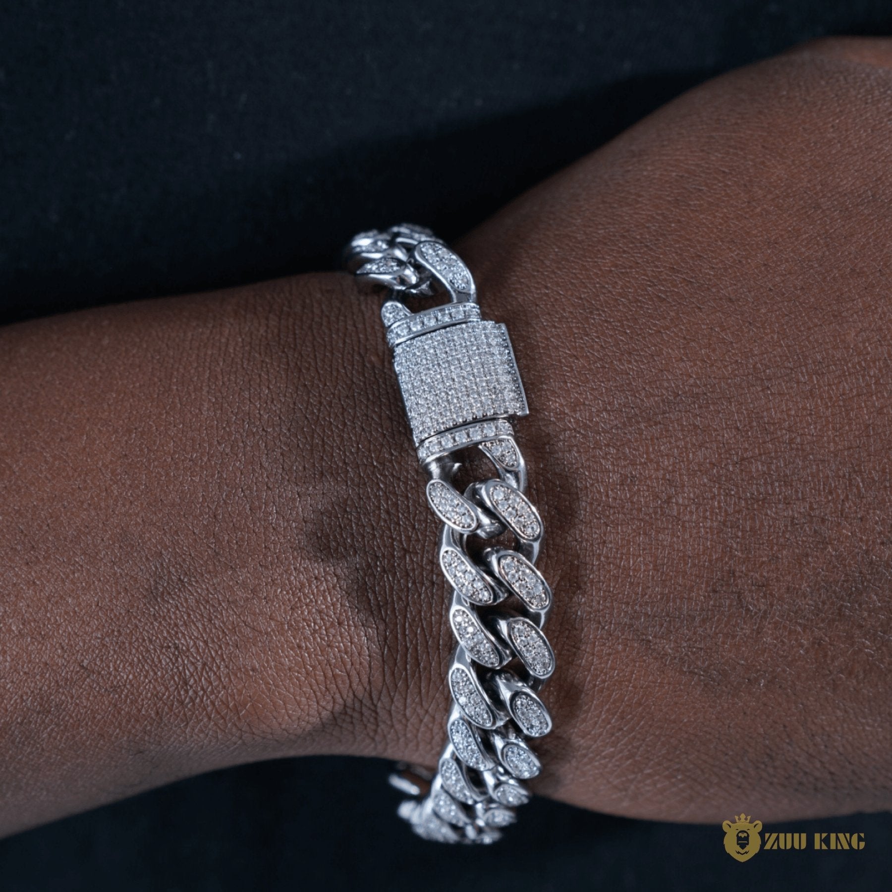 12mm Classic Cuban Bracelet In 18k White Gold Plated ZUU KING