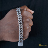 12mm Classic Cuban Bracelet In 18k White Gold Plated ZUU KING