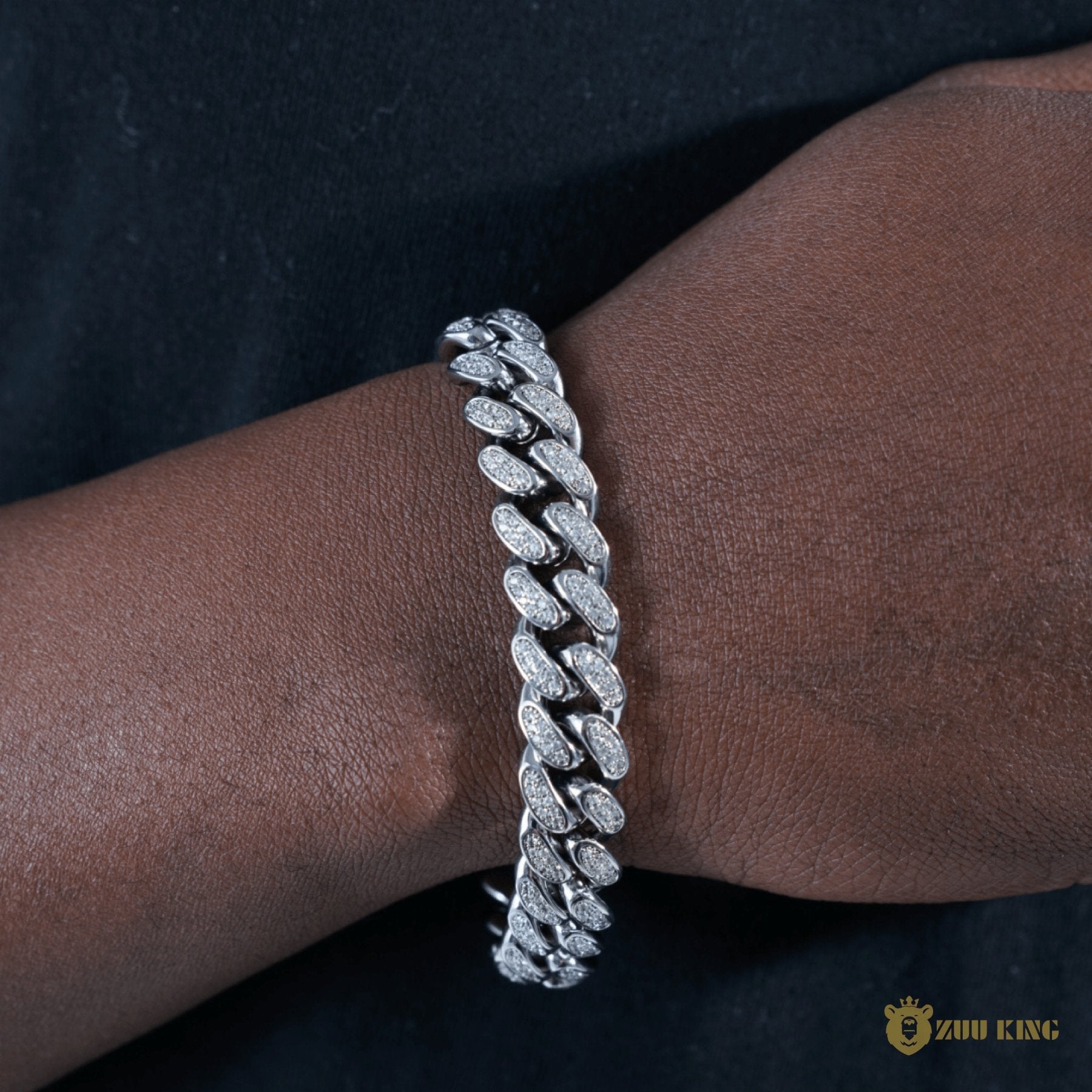 12mm Classic Cuban Bracelet In 18k White Gold Plated ZUU KING