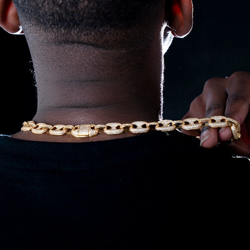 12mm Ice Pig Nose Cuban Chain In 18k Gold Plated ZUU KING