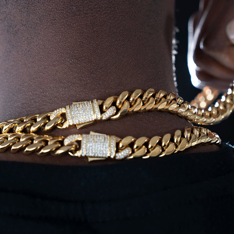 12mm No-stone Miami Cuban Chain In 18k Gold Plated ZUU KING