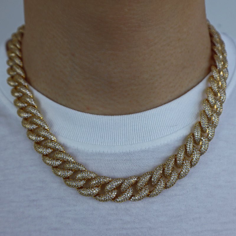 14mm 3-row Bubble Iced Cuban Chain In 18k Gold Plated ZUU KING