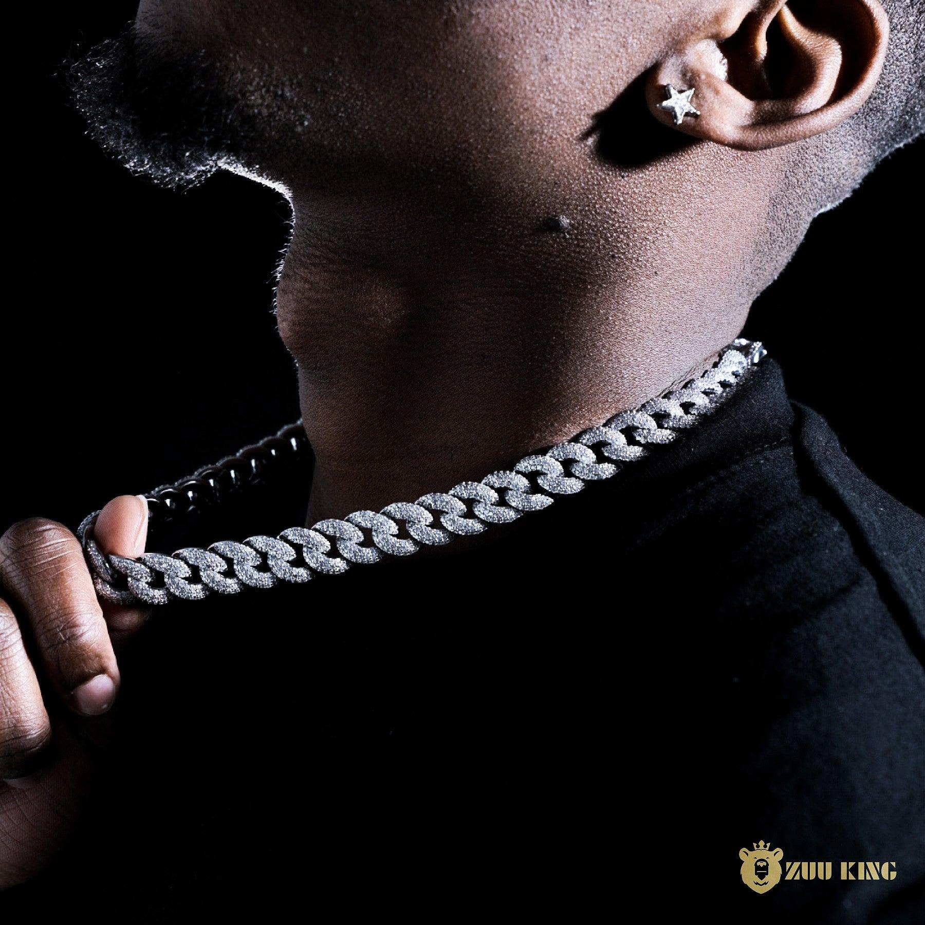 14mm 3-row Bubble Iced Cuban Chain In 18k White Gold Plated ZUU KING