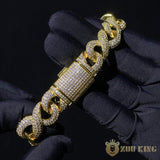 15mm Iced Geometry Cuban Bracelet In 18k Gold ZUU KING