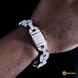 15mm New Iced Splicing Cuban Bracelet In 18k White Gold ZUU KING