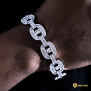 15mm New Iced Splicing Cuban Bracelet In 18k White Gold