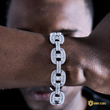 15mm New Iced Splicing Cuban Bracelet In 18k White Gold ZUU KING