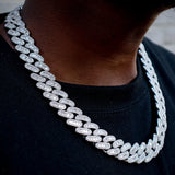 16mm Baguette & Round Cuban Chain In White Gold ZUU KING