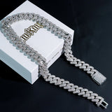 16mm Baguette & Round Cuban Chain In White Gold ZUU KING