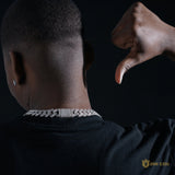 16mm Baguette & Round Cuban Chain In White Gold ZUU KING