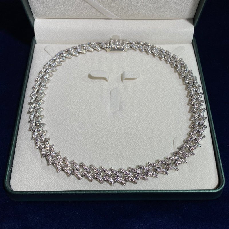 16mm Spiked Iced Cuban Chain In 18k White Gold ZUU KING