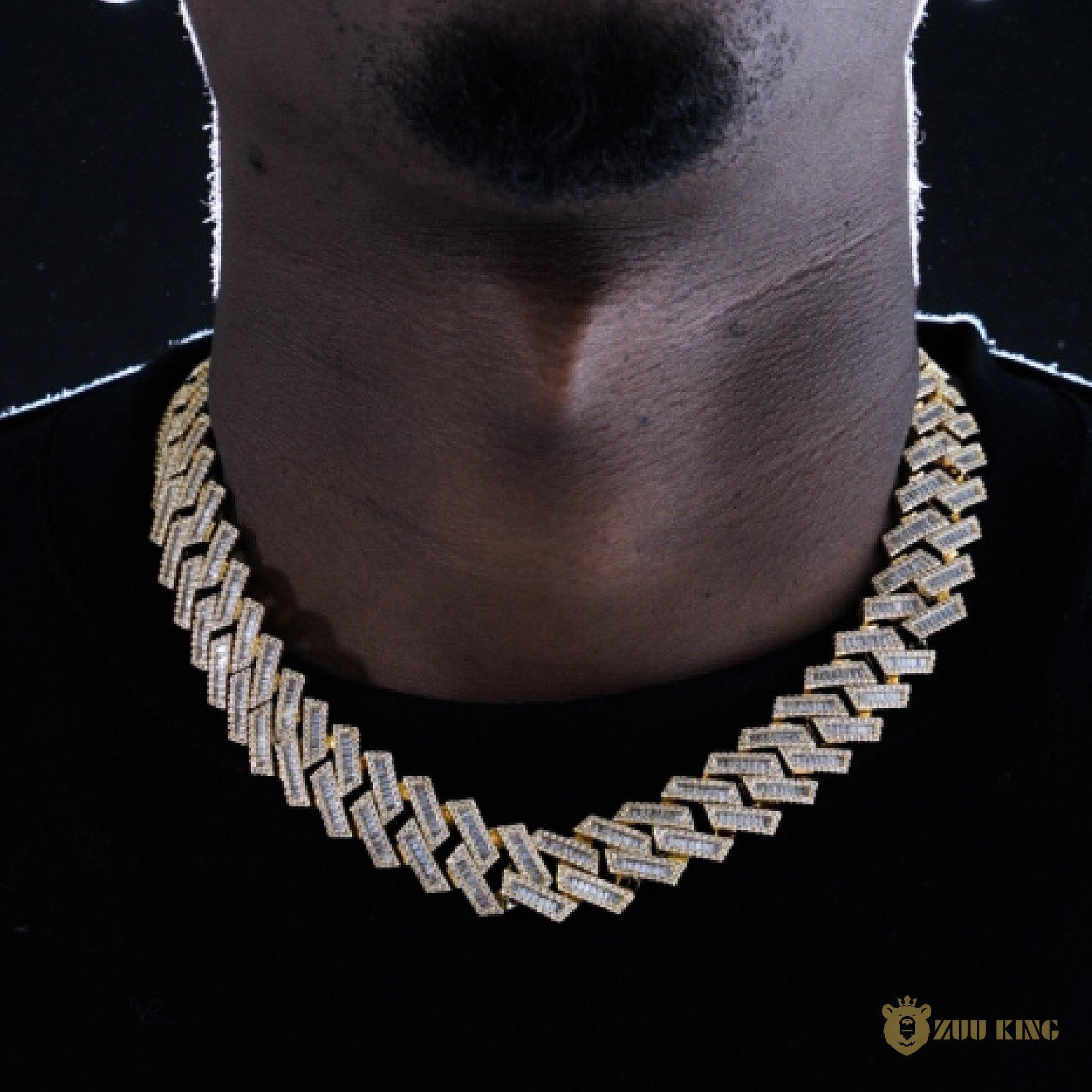 17mm Iced Square Ladder Cuban Chain In 18k Gold ZUU KING