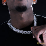 17mm Iced Square Ladder Cuban Chain In 18k White Gold ZUU KING