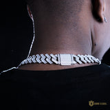 17mm Iced Square Ladder Cuban Chain In 18k White Gold ZUU KING