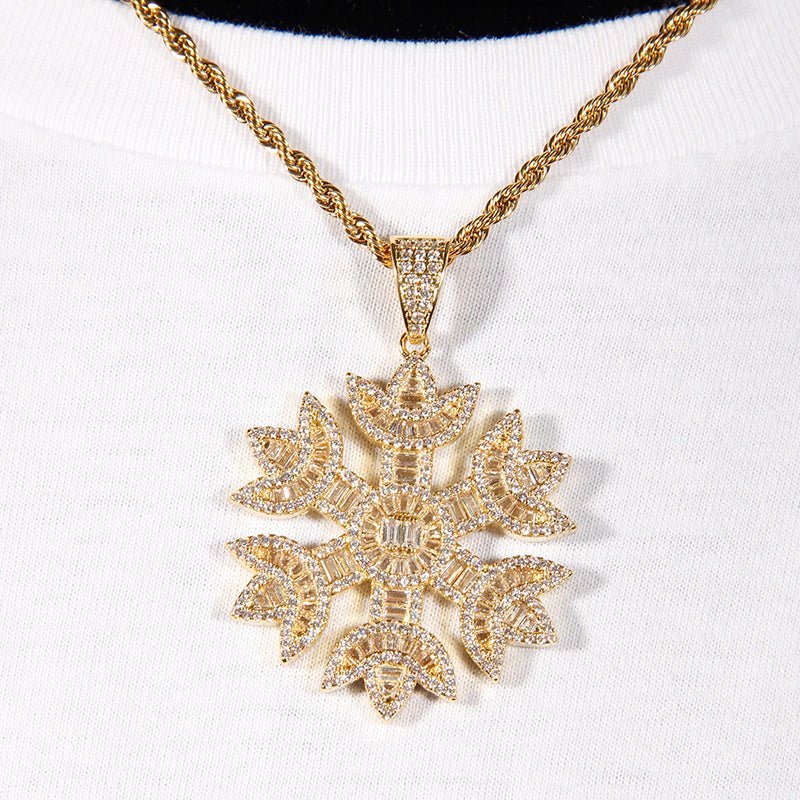 18k Gold Iced Snowflake Pendant ZUU KING