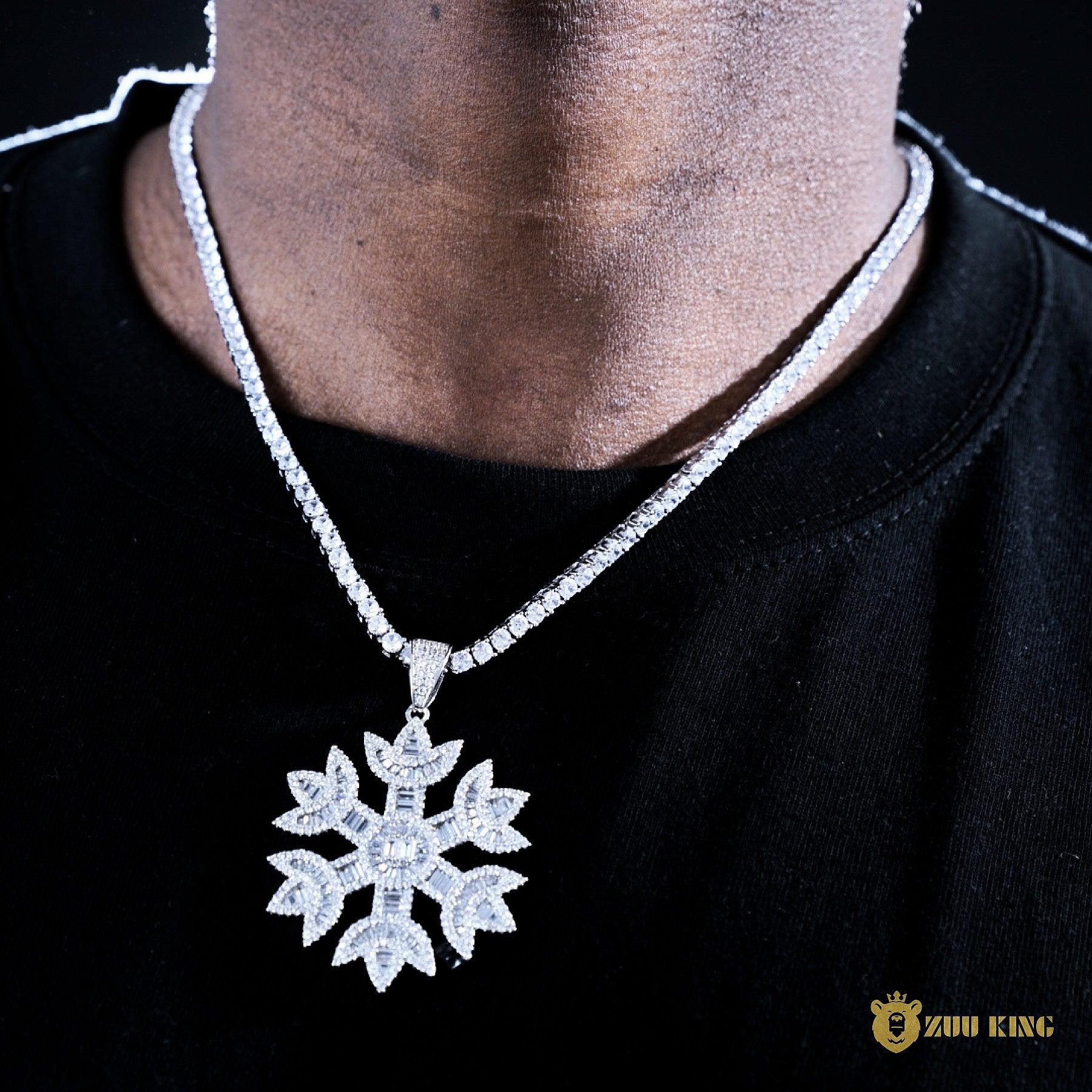 18k Gold Iced Snowflake Pendant ZUU KING