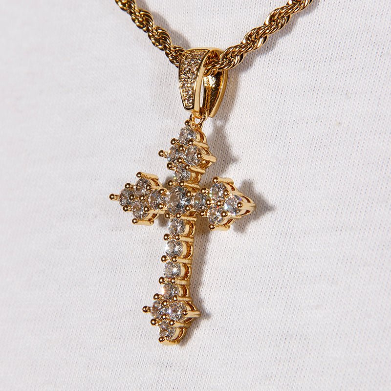 18k Gold  Micro-inlay Aaa Cz Cross Pendant ZUU KING