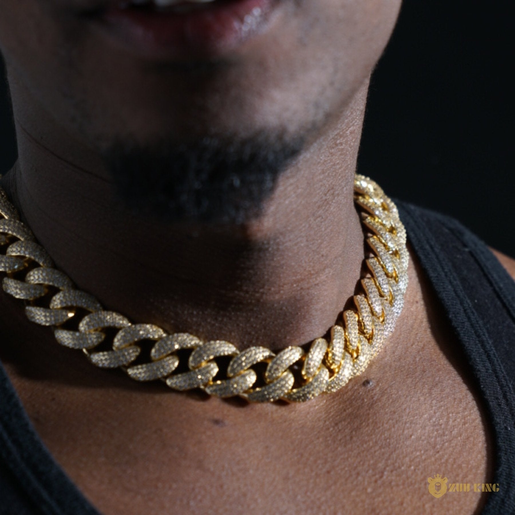 18mm 3-row Pointed Cuban Chain In 18k Gold ZUU KING