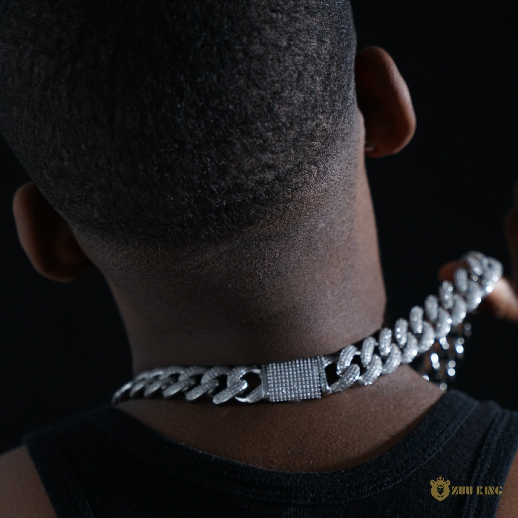 18mm 3-row Pointed Cuban Chain In 18k White Gold ZUU KING
