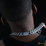 18mm 3-row Pointed Cuban Chain In 18k White Gold ZUU KING