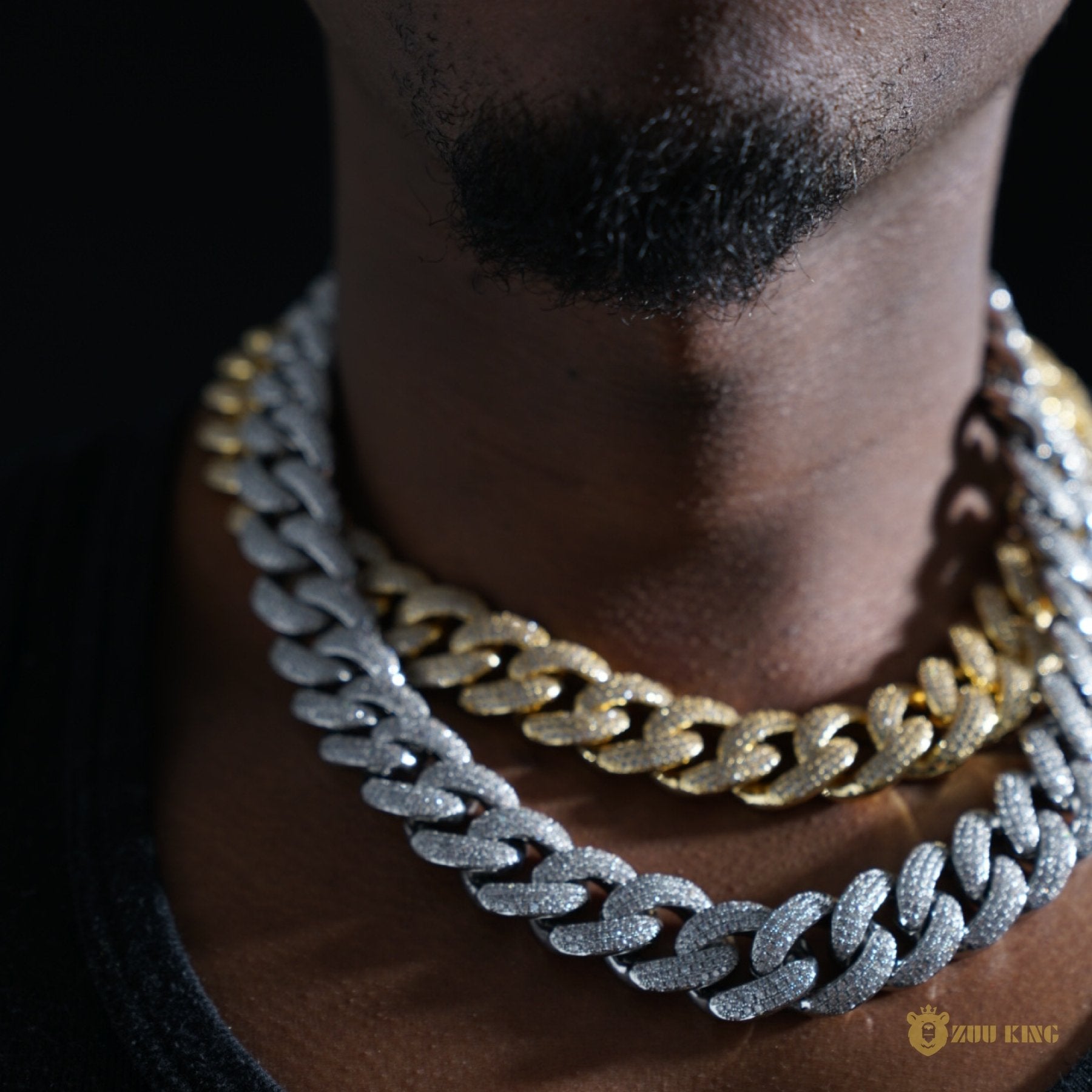 18mm 3-row Pointed Cuban Chain In 18k White Gold ZUU KING