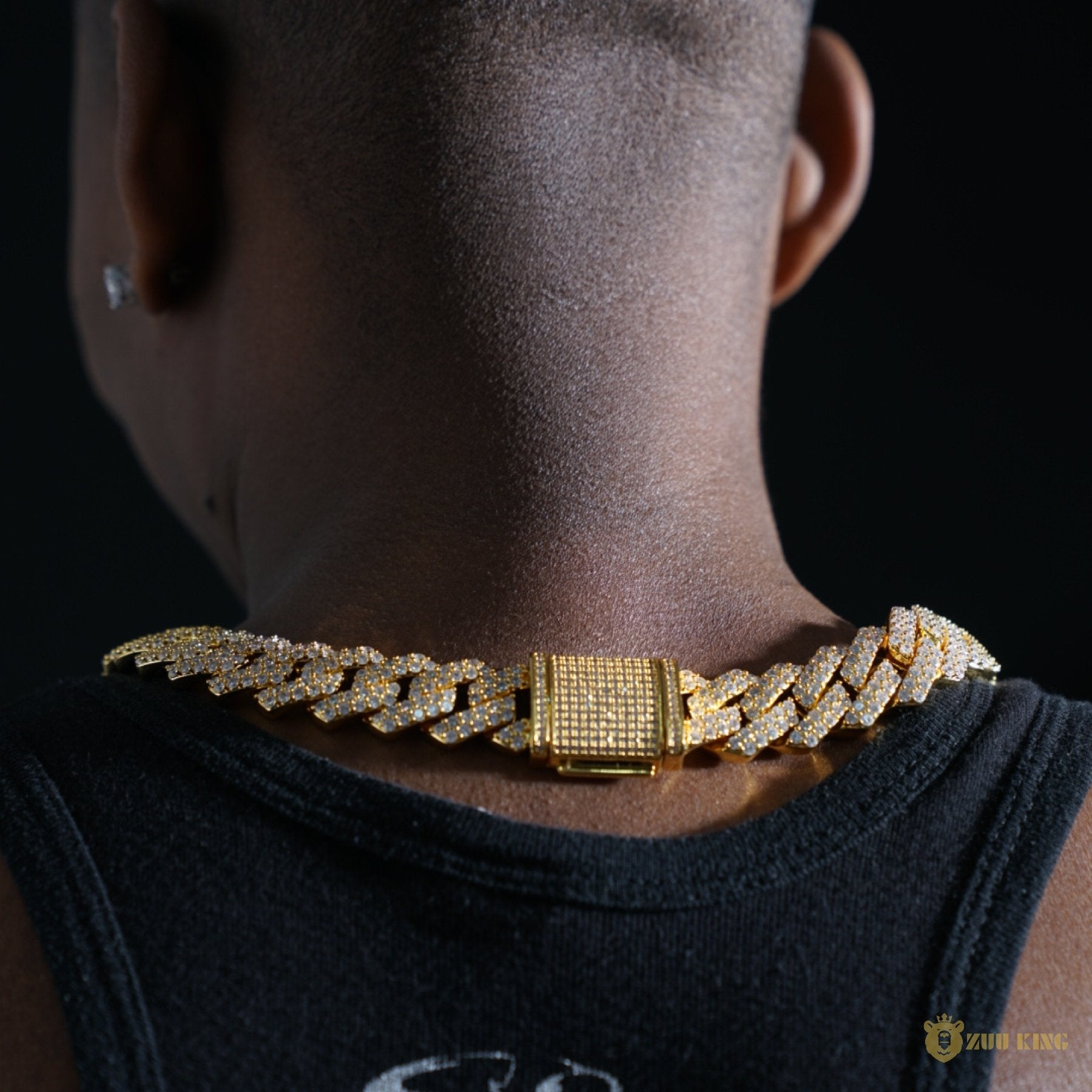 19mm 2-row Iced Prong Cuban Chain In 18k Gold ZUU KING