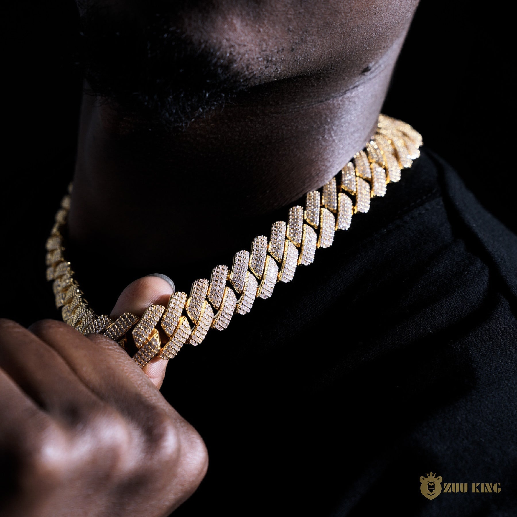 19mm 3-row Iced Prong Cuban Chain In 18k Gold ZUU KING