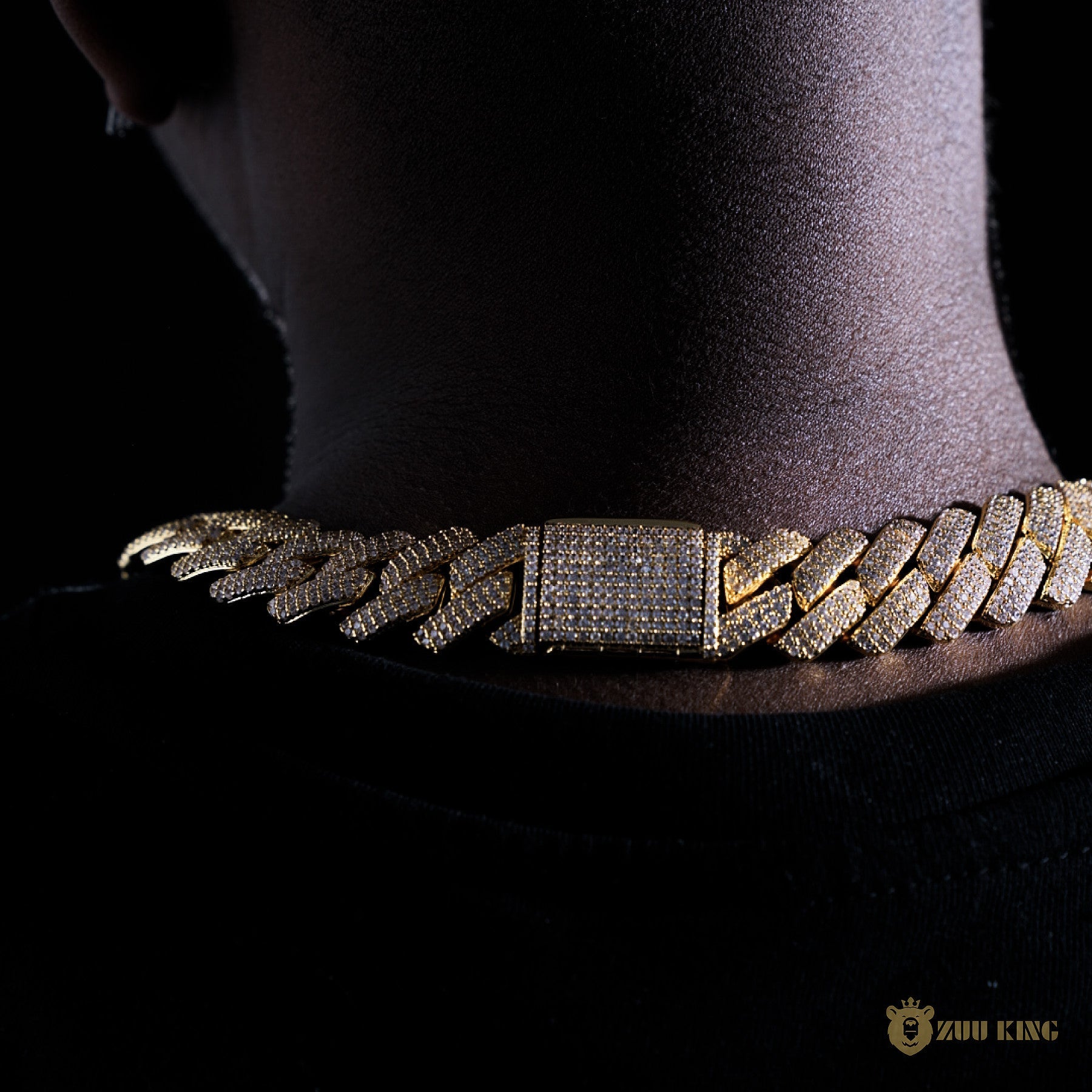 19mm 3-row Iced Prong Cuban Chain In 18k Gold ZUU KING