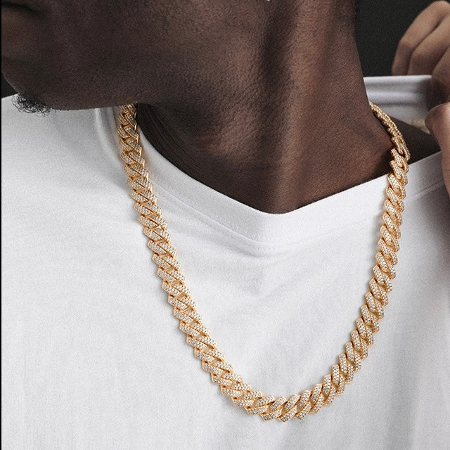 14mm Iced Prong Cuban Chain In 18k Gold Plated ZUU KING