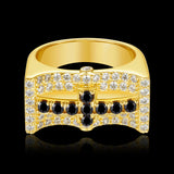 S925 Hip Hop Black Zirconia Cross Ring ZUU KING