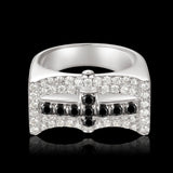 S925 Hip Hop Black Zirconia Cross Ring ZUU KING