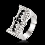 S925 Hip Hop Black Zirconia Cross Ring ZUU KING