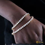 4mm 18k Gold Single Row Tennis Bracelet ZUU KING
