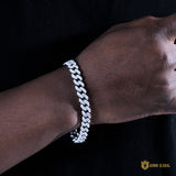 8mm 1-row Iced Cuban Bracelet In 18k White Gold ZUU KING