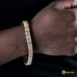 8mm Iced Square Baguette Tennis Bracelet In 18k Gold ZUU KING