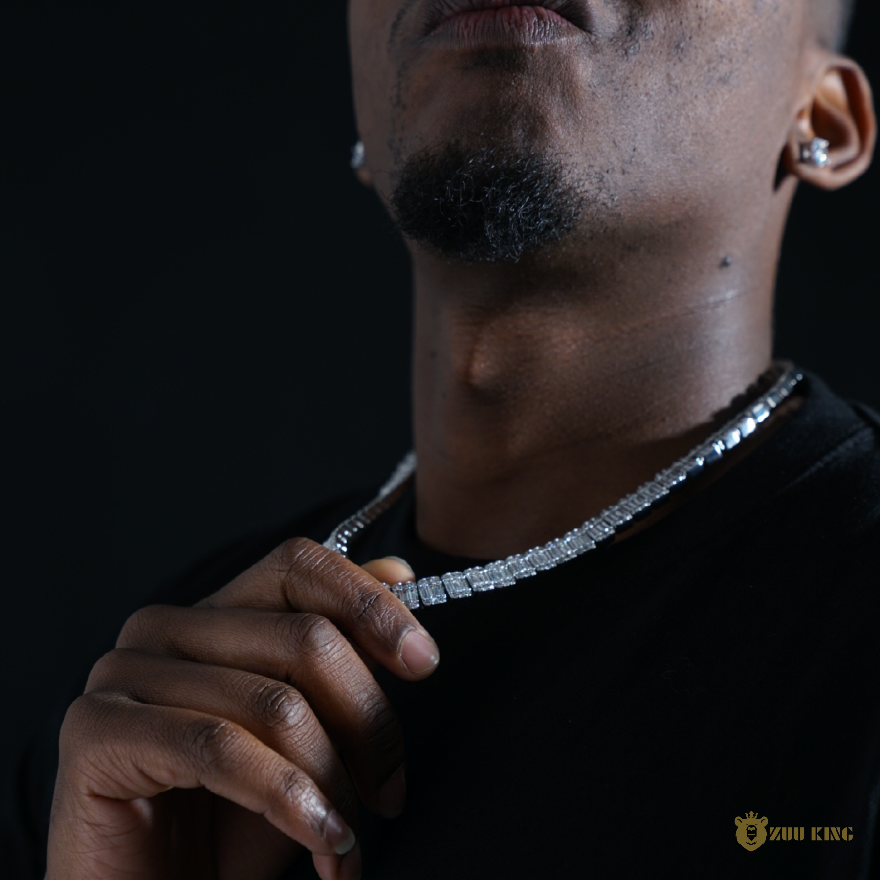 8mm Iced Square Baguette Tennis Chain In 18k White Gold ZUU KING