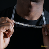 8mm Iced Square Baguette Tennis Chain In 18k White Gold ZUU KING