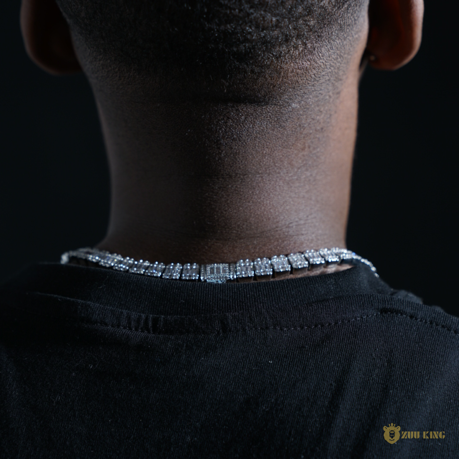 8mm Iced Square Baguette Tennis Chain In 18k White Gold ZUU KING