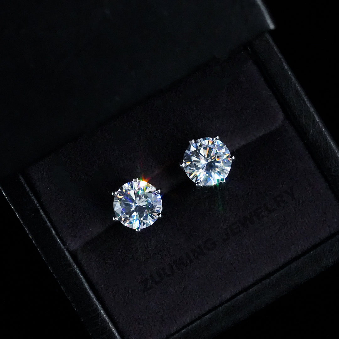 925 Sterling Silver Iced Stud Earrings ZUU KING