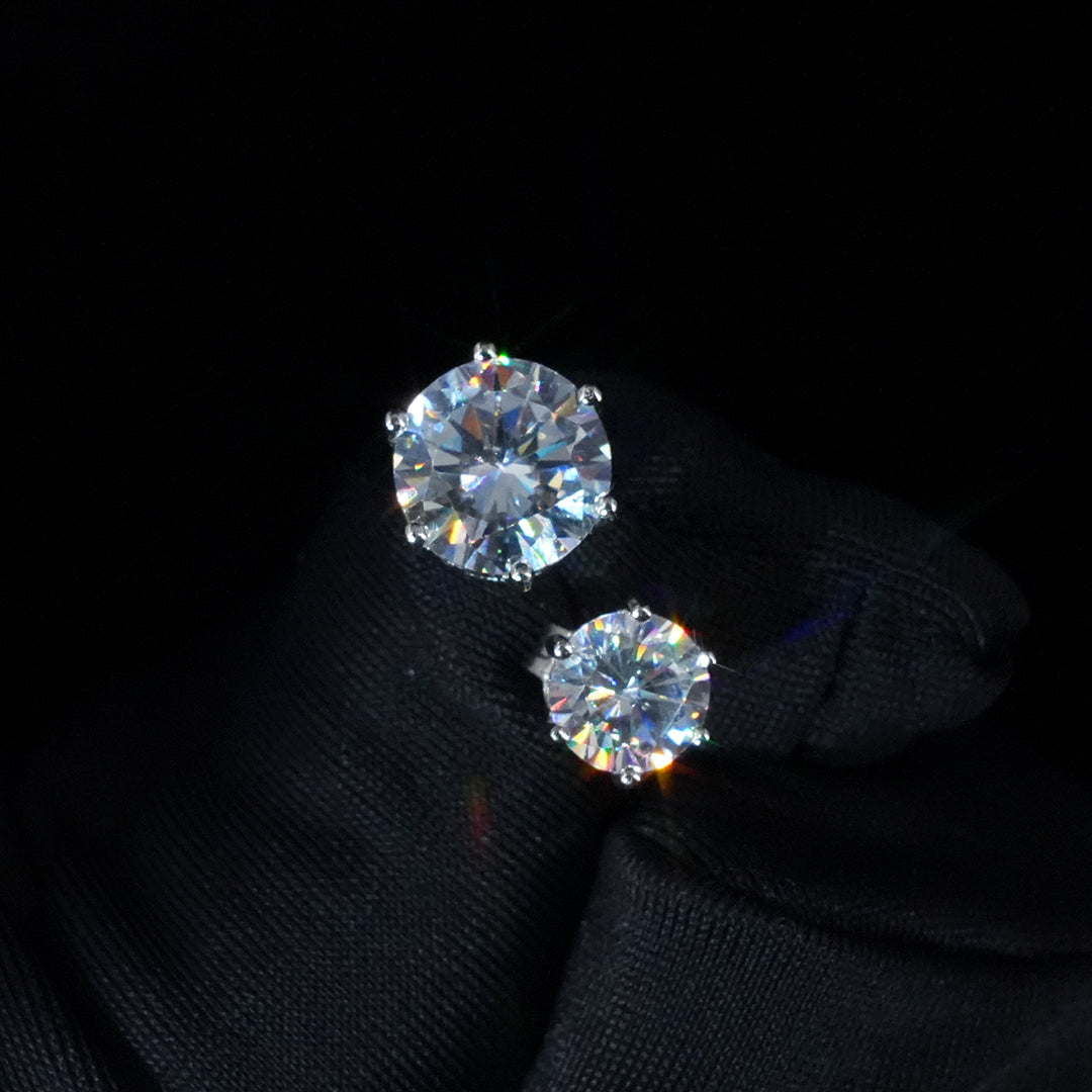 925 Sterling Silver Iced Stud Earrings ZUU KING