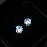 925 Sterling Silver Iced Stud Earrings ZUU KING
